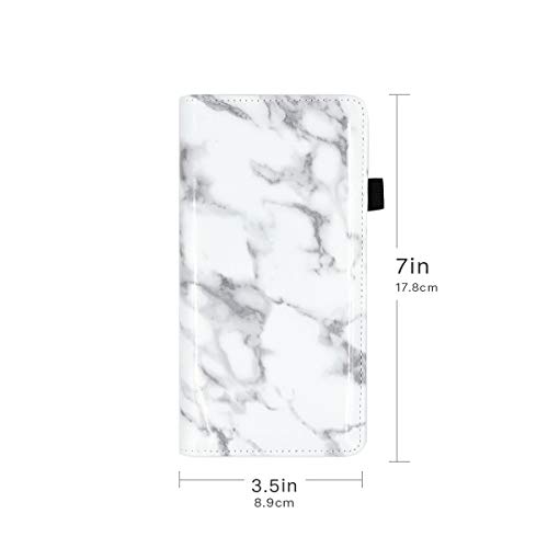 Menesia White Marble Leather Checkbook Cover for Men & Women RFID Check Book Holder Wallet