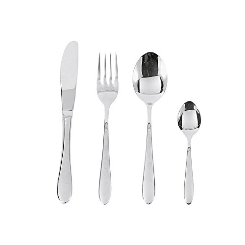 Solex Luna 24-Piece Cutlery Set, Stainless Steel, Silver, 14 x 2 x 1 cm