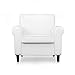 Homevibes Accent Chair PU Leather Reading Chair Upholstered Arm Chair Mid Century Modern Chair Comfy Single Sofa Comfortable Soft Leisure Sytlish Club Chair for Bedroom Living Room Home Office, White