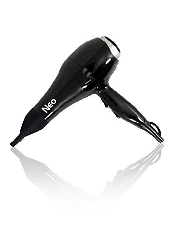 Neo Ionic Salon Pro 1600-2000w Hair Blow Dryer - Turbo Velocity for Professional Drying Power Along with a Powerful Long Life Ac Motor (Black)