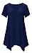 DB MOON Women's Extra Long Tunics Short Sleeve Plus Size (Navy Blue,3XL)