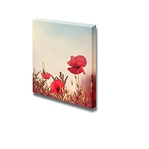 Canvas Prints Wall Art - Vintage Style Poppy Flowers | Modern Wall Decor/Home Art Stretched Gallery Canvas Wraps Giclee Print & Ready to Hang - 12" x 12"