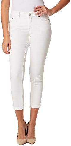 Ladies Nine West Jeans Gramercy Skinny Ankle Roll Cuff (8, White)