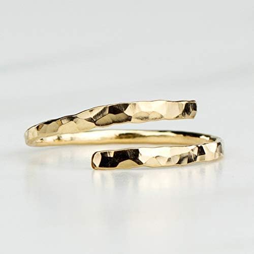 Soul Creek JewelryHammered Bypass Ring Adjustable 14K Gold Fill Band for your Midi Knuckle Thumb Toe