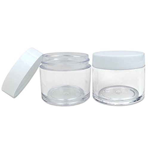 (Quantity: 30 Pieces) Beauticom 30G/30ML (1 Oz) Round Clear Jars with WHITE Flat Top Lids for Beads, Gems, Glitter, Charms, Small Arts and Crafts - BPA Free