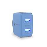 iPhone Charger 24W 4.8A Wanshine Smart Dual Port USB Travel Wall Charger with Hidden LED indicator for iPhone iPad, Samsung Galaxy, HTC Nexus Moto Blackberry(Charges Fast and Quickly) (Blue)