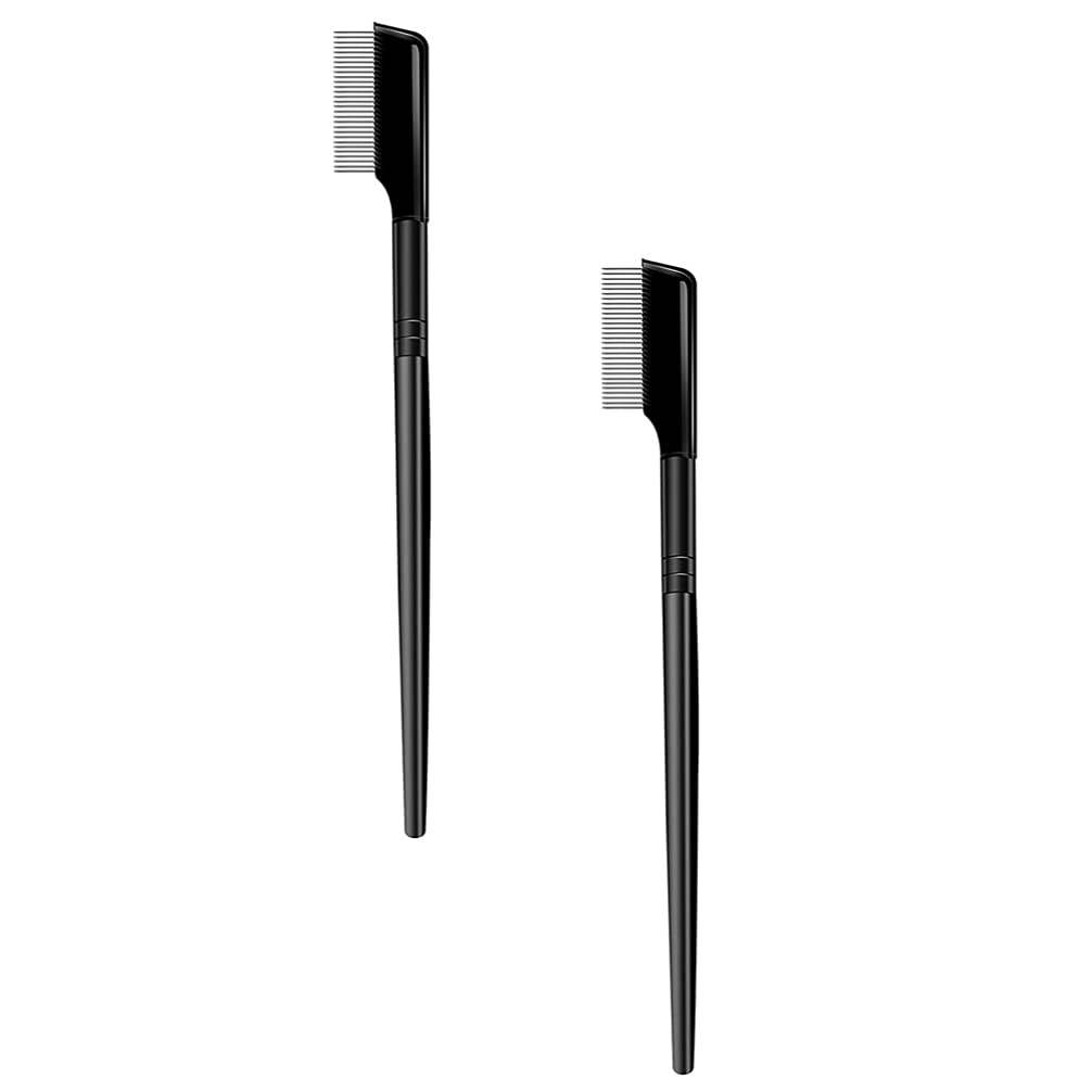 Lurrose Lash Separator 2PCS Eyelash Comb Eyelashes Separator Eyelash Grooming Eyebrow Brush with Metal Teeth for Define Lash Brow Tool