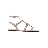 MERUMOTE Women's Summer Flip Flops Strap Shoes Rivets Ankle Strap Buckle Flats Sandals
