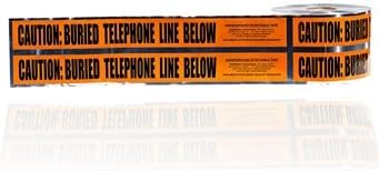 Detectable Underground Line Tape, Legend Caution Buried Telephone Line Below, 1000' Length x 6 Width, Orange by NSI