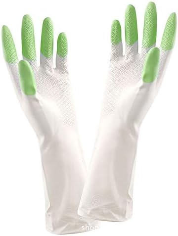 DJLHN 1 pair of creative household dishwashing cleaning gloves garden kitchen dishwashing finger rubber household gloves - Green,S