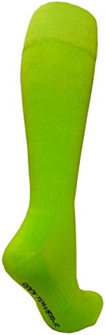 SockTowerMen's Sports Baseball Softball Plain Knee High Socks (L=Women6-13/Men6-12/Youth4-7(FOOT=9-11"), Bright Lime Green)