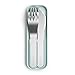 monbento - MB Pocket green Matcha case - Stainless steel cutlery set for lunch box - 3 Pieces fork knife spoon - Flatware set ideal for work travel school