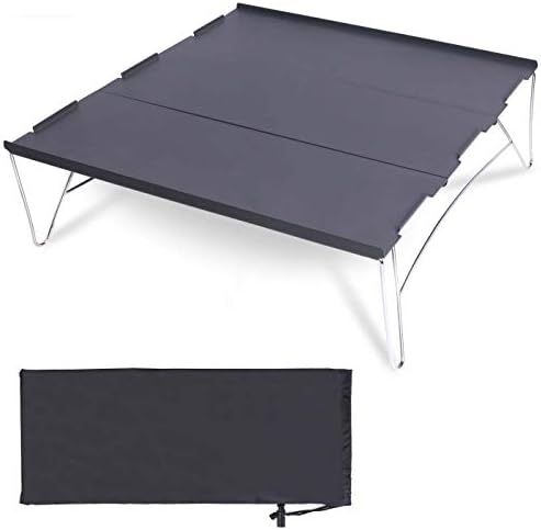 キャンプ テーブル ミニテーブル 折りたたみ 組み立て式 超軽量 アルミ製 ローテーブル 収納袋付き コンパクト アウトドアテーブル ソロキャンプ アウトドア 登山 q ツーリング ブラック L