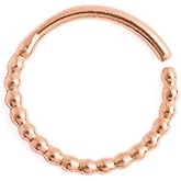 Real Rose Gold Nose Ring, 14K Solid Gold Minimalist Dots Tribal Hoop for Men and Women, Dainty Handmade Cute Simple Sleepers Huggies, Boho Piercing Jewelry, Inner Diameter: 7.5 mm, 20 Gauge