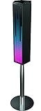 Sharper Image SBT1014BK Sound-Responsive Bluetooth Tower Speaker with Animated LED Lights (Black)