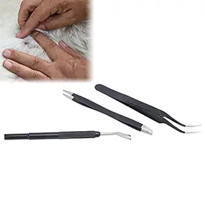 Flea Tweezers, Waterproof Durable Tick Remover Kit with Removal Fork for Tick Remover for Pet