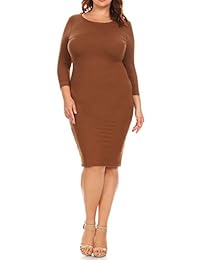 ICONOFLASH - Vestido de manga 3 4 para mujer, talla XS a 3XL, XS, Mocha