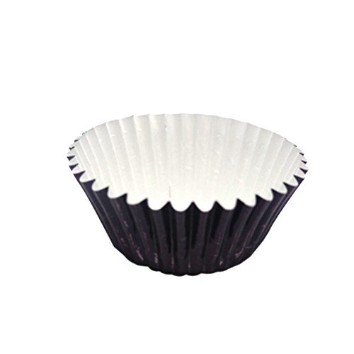 Foil Coated Paper Baking Cups - Paper Baking Cups - Mini Baking Cups 1.2 Inch, 0.4 Ounce - Metallic Black - 200ct Box - Restaurantware