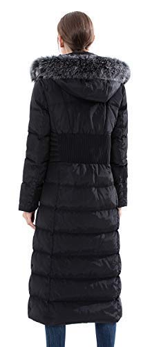 Obosoyo Women's Hooded Thickened Long Down Jacket Maxi Down Parka Puffer Coat Black M