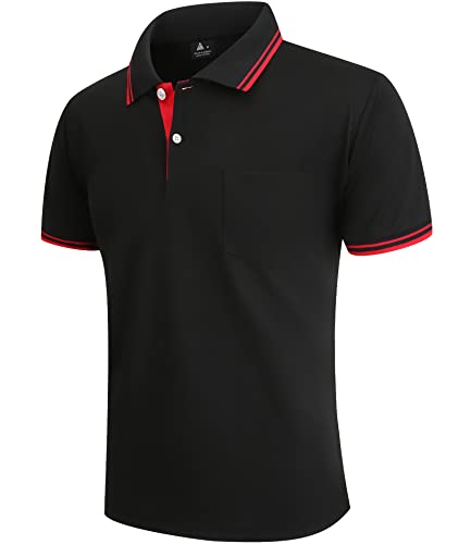 Black Polo Shirts for Men Short Sleeve Golf Polo