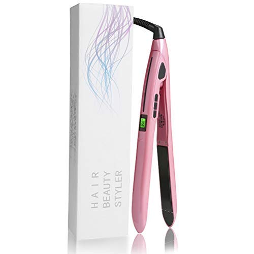 Hair Straightener by VLAND Pro Flat Iron with 1 Inch Titanium Ion plates Adjustable Temperature Suitable for All Hair Types Makes Hair Shiny & Silky Heats Up Fast Dual Voltage Rose Pink
