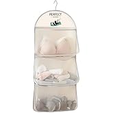 MIUPOO Multi Purpose Multi Layer Mesh Storage Hanging Bag,Hanging Storage with Metal Hanger Mesh Pockets for Bra Underwear Socks,Pockets Hang Store Bag for Door Wall Closet