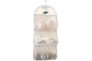 MIUPOO Multi Purpose Multi Layer Mesh Storage Hanging Bag,Hanging Storage with Metal Hanger Mesh Pockets for Bra Underwear So