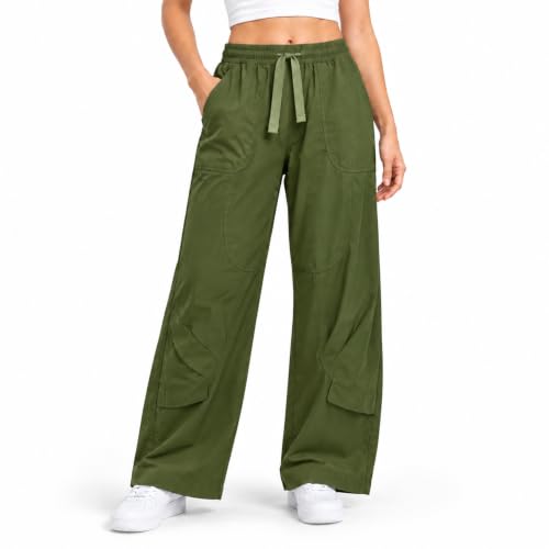 GooBe Women's Wide Leg Travel Pants, Pull-On Drawstring Waist & Pockets at Amazon