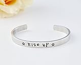 Rise up - Hand Stamped Aluminum Cuff Bracelet, Alexander Hamilton Musical Inspired Star Gift
