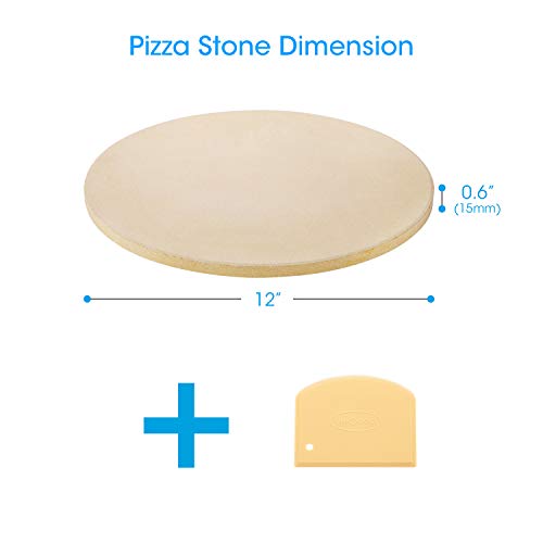 Unicook 12 Inch Round Pizza Stone, Heavy Duty Cordierite Pizza Grilling