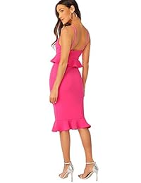 Verdusa - Vestido de cami para mujer, con correas de espagueti, dobladillo de volante, bodycon