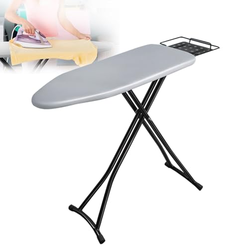 JESWO Burro de Planchar Plegable, 47.2×12.4 Pulgadas Tabla de Planchar, Burro de Planchar Grande Altura Ajustable, Burro de Planchar Closet con Soporte para Tabla de Planchar para Uso Familiar