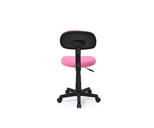 Hodedah Armless Task Chair with Adjustable Height and Swivel Functionality, Pink