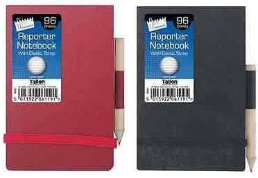 2 X Police style mini reporters notebook with pencil and elastic strap