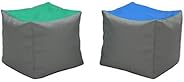 FDP SoftScape 14" Square Bean Bag Poufs for Kids, Multipurpose Decorative Ottoman, Seat or Footrest, Grea