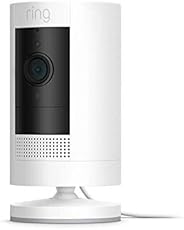 Ring Stick Up Cam Plug-In HD security camera with two-way talk, Works with Alexa - White