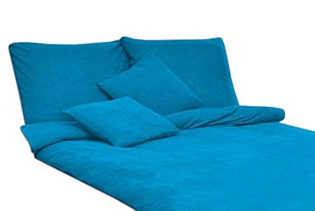 MODHAUS Bettwäsche Set Frottee Einfarbig schöne Farben viele Größen (135x200+1x80x80, türkis)