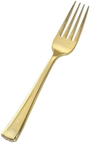 Gold Splendor Gold Plastic Forks LOOKS LIKE REAL! 100 count