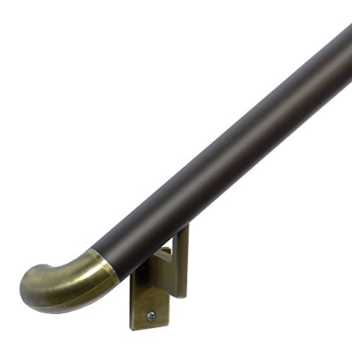 3ft. Handrail - Bronze Anodized Aluminum with 2 Antique Brass Wall Brackets and ADA Returns - 1.6