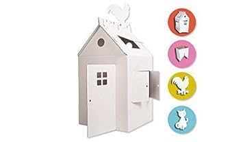 Stabiles Pappspielhaus “Homie' aus recycelter Pappe 0,5 cm stark - Höhe 120 cm Breite 71 cm Länge 71 cm - Handgemacht in Deut