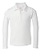French Toast School Uniform Girls Long Sleeve Polo Interlock with Picot Collar, White, Small (6/6X)