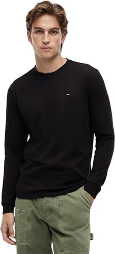 Camisetas de Manga Larga Pack de 2 Hombre Slim con Cuello Redondo, Blanco (Ecru/Black), M