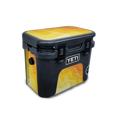 Glossy Glitter Skin Compatible with Yeti Roadie 15 Hard Cooler - Papercraft Yel…