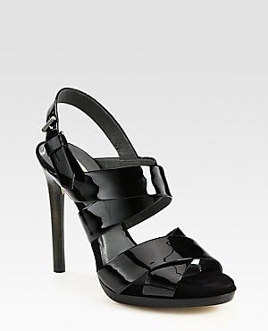 black patent leather dress sandals