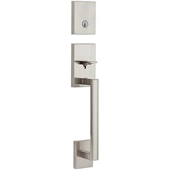 clemente kwikset handleset featuring smartkey deadbolt nickel cylinder satin exterior san low single profile