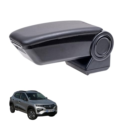 RATI ARMSTER 3 Armrest Compatible with Dacia Spring 2021-2024 [Black, Vegan Leather] Retrofittable Central Armrest with Storage Compartment