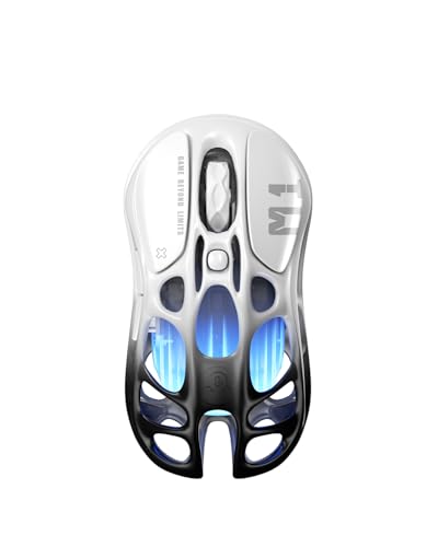 GravaStar Mercury M1 Pro Wireless Gaming Mouse, PAW3395 Ultralight Magnesium Gamer Mouse with Hollow Design, 26000 DPI, 4K Polling Rate, 2.4G/BT/USB-C, RGB & 5 Programmable Buttons - Gradient Black