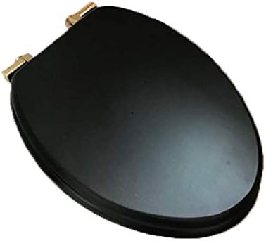 Toilet Seat, Toilet Cover Slow-Close Heavy Duty Toilet Seat Solid Wood Material Easy Installation And Cleaning, Walnut Color-V,Black