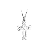 Sterling Silver Celtic Cross w/ Trinity Knots Irish Necklace