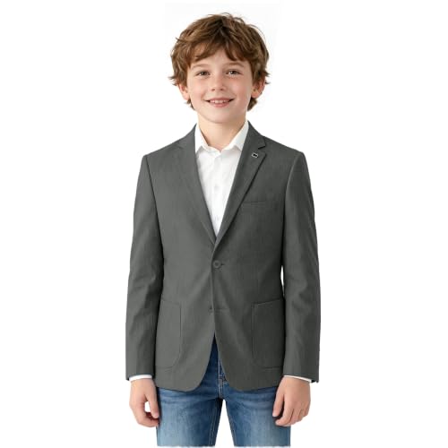 Boys Linen Blazer Formal School Uniform Suit Jacket Medium Grey at Amazon